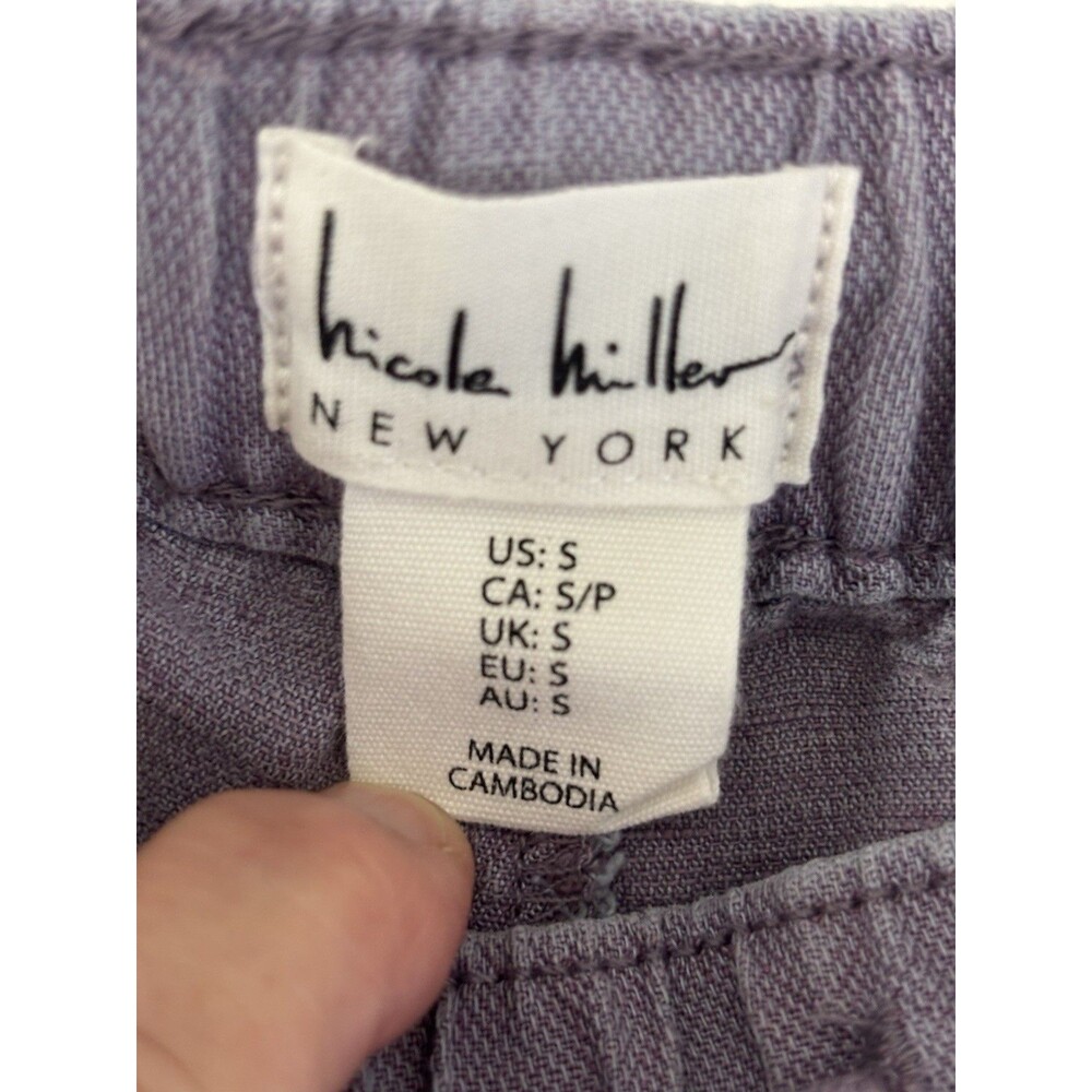 Nicole Miller Cargo Jogger Pants Women’s 30x27 Purple 100% Linen Soft Breathable - Picture 5 of 6